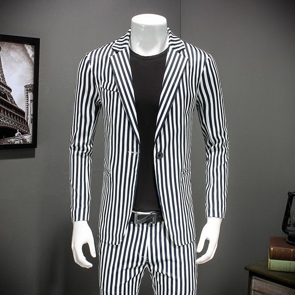 striped mens slim fit vintage suit jacket men stylish blazer chaquetas hombre de vestir plus size4xl, White;black
striped mens slim fit vintage suit jacket men stylish blazer chaquetas hombre de vestir plus size4xl, White;black