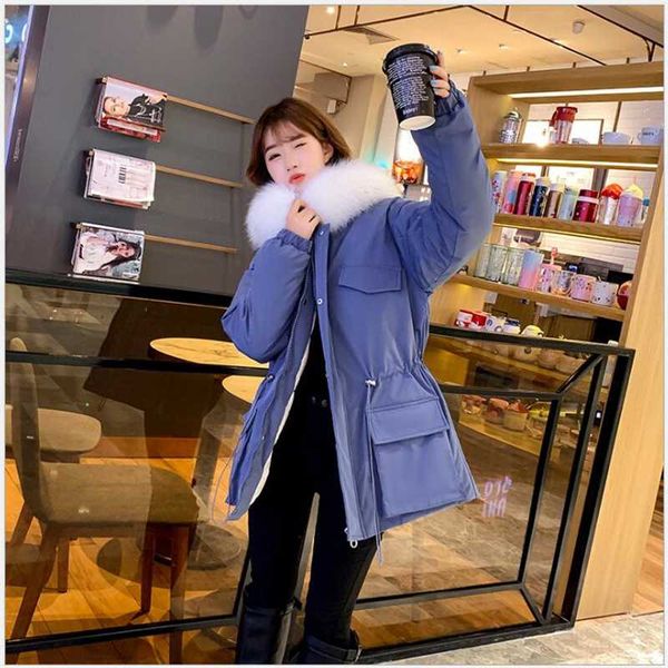 winter jacket women coat down cotton padded parkas mujer 2020 ladies winter jacket large fur collar casaco feminino female coat, Black