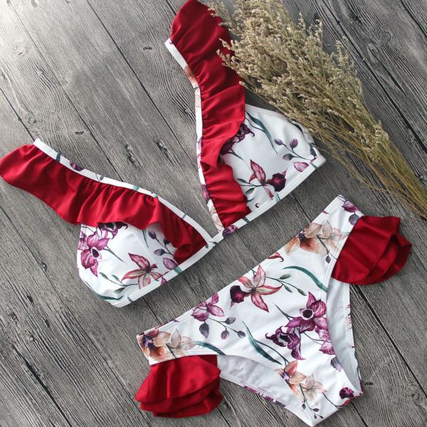 printed floral bikini set women ruffles padded bra bandage push up triangle wine red swimsuit womens swimwear bathing suit, White;black
printed floral bikini set women ruffles padded bra bandage push up triangle wine red swimsuit womens swimwear bathing suit, White;black