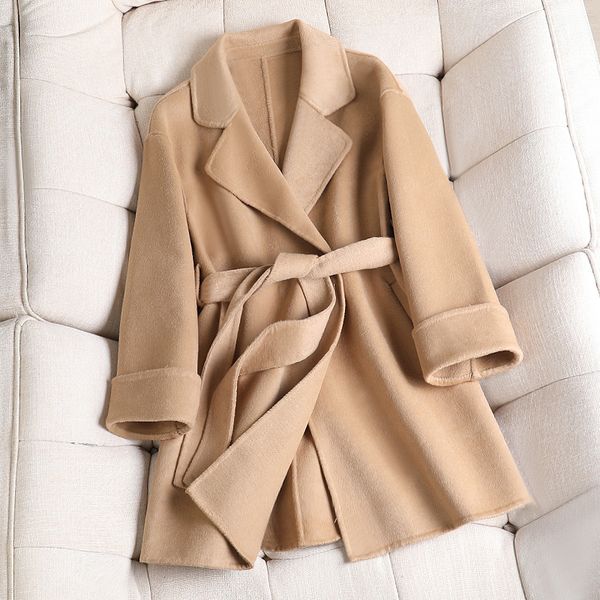 lace business suit collar short coats for women 2020 autumn winter chic wool coat with belt elegant solid color women overcoats, Black
lace business suit collar short coats for women 2020 autumn winter chic wool coat with belt elegant solid color women overcoats, Black