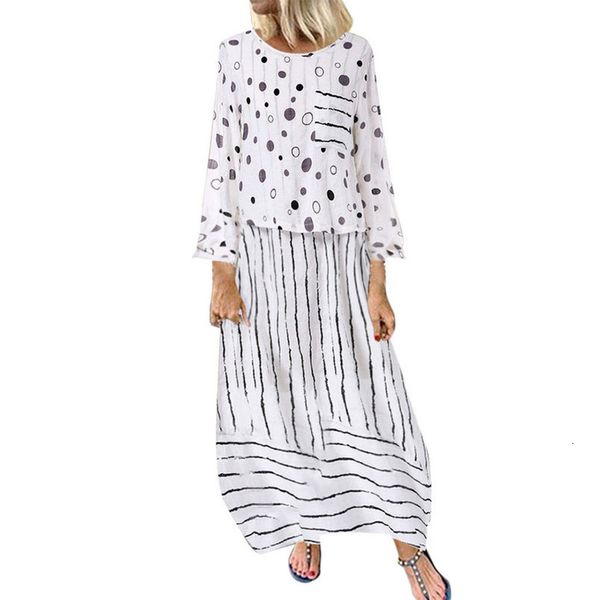 vintage maxi dress women summer boho polka dots striped fake two piece long dress cotton linen vestidos plus size robe, Black;gray
vintage maxi dress women summer boho polka dots striped fake two piece long dress cotton linen vestidos plus size robe, Black;gray