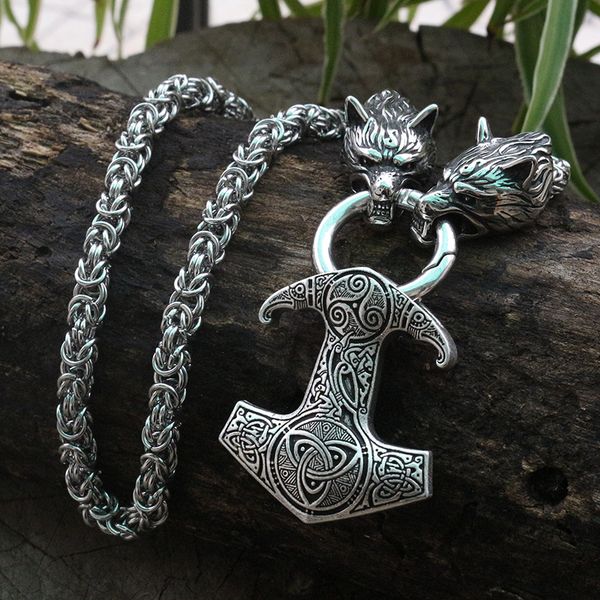 viking wolf head men stainless steel necklace with viking raven mjolnir pendant norse talisman ethnic jewelry, Silver
viking wolf head men stainless steel necklace with viking raven mjolnir pendant norse talisman ethnic jewelry, Silver