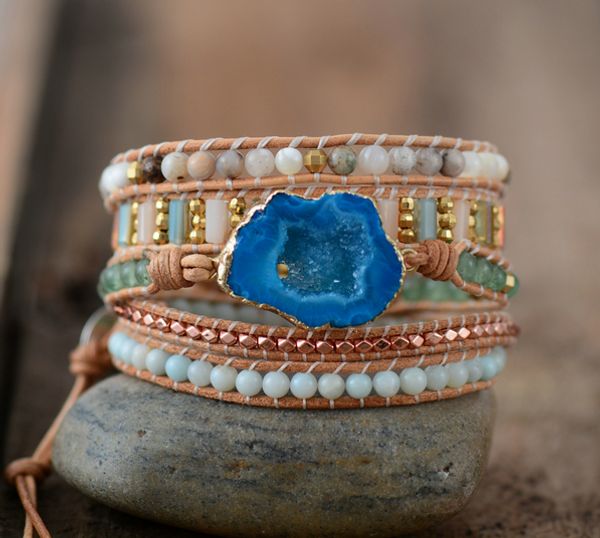 leather bracelets unique mixed natural stones gilded drusy charm 5 strands wrap bracelets handmade druzy bracelet dropship cx200730, Black
leather bracelets unique mixed natural stones gilded drusy charm 5 strands wrap bracelets handmade druzy bracelet dropship cx200730, Black