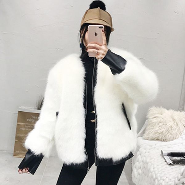 pu leather stitching faux fur coat winter new fashion brand female great quality fur jacket faux coats, Black
pu leather stitching faux fur coat winter new fashion brand female great quality fur jacket faux coats, Black