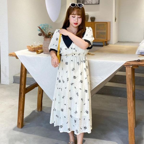 women's summer print lapel button puff sleeve commuter dress plus size calf length casual wear 100 kg can be worn, Black;gray
women's summer print lapel button puff sleeve commuter dress plus size calf length casual wear 100 kg can be worn, Black;gray