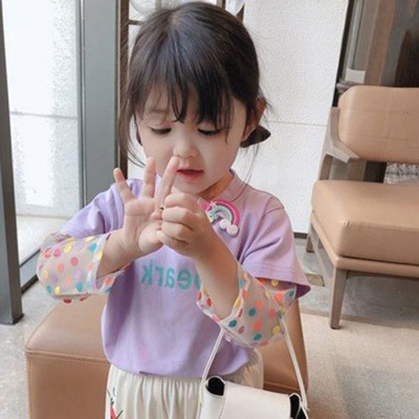 wmfb7 children's clothing 20 summer style girls polka dot stitching fake two-piece short-sleeved printed children's sunscreen clot, Blue
wmfb7 children's clothing 20 summer style girls polka dot stitching fake two-piece short-sleeved printed children's sunscreen clot, Blue