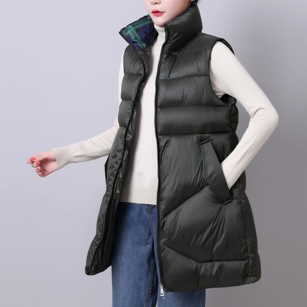 stand collar winter long vest women solid cotton padded women's sleeveless jacket with zipper thick casual outwear coat female, Black;white
stand collar winter long vest women solid cotton padded women's sleeveless jacket with zipper thick casual outwear coat female, Black;white