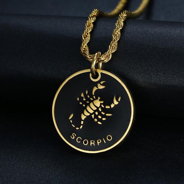 12 zodiac sign constellations pendants necklaces for women men gold color stainless steel male jewelry fashion birthday gift, Silver 
12 zodiac sign constellations pendants necklaces for women men gold color stainless steel male jewelry fashion birthday gift, Silver
