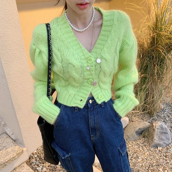 korean dongdaemun modern queen candy color twist v-neck high waist candy sweater sweater knitted cardigan, White;black
korean dongdaemun modern queen candy color twist v-neck high waist candy sweater sweater knitted cardigan, White;black