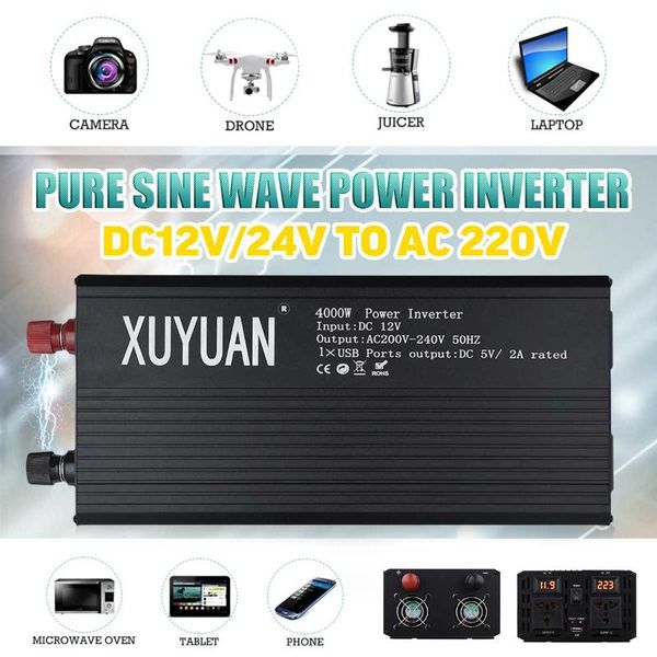 4000w car inverter pure sine wave power inverter dc12v/24v to ac 220v voltage convertor transformer car micro
4000w car inverter pure sine wave power inverter dc12v/24v to ac 220v voltage convertor transformer car micro