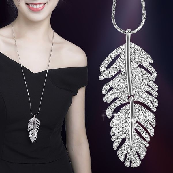 elifashion korea style big leaf crystal pendants long sweater chain necklace colar bijoux femme gift 2 colors aavailable, Silver
elifashion korea style big leaf crystal pendants long sweater chain necklace colar bijoux femme gift 2 colors aavailable, Silver