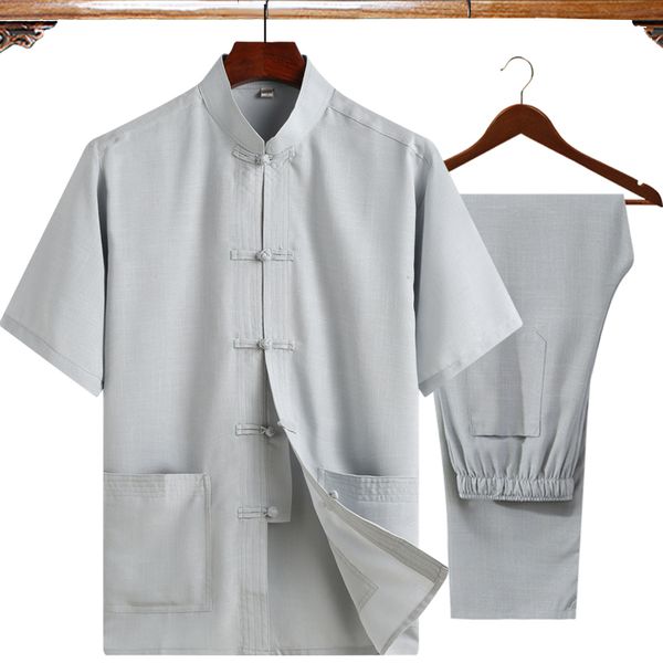 men's tracksuits middle-aged and elderly tang suit grandpa summer short-sleeved clothes chinese style cotton linen dad shirt, Gray
men's tracksuits middle-aged and elderly tang suit grandpa summer short-sleeved clothes chinese style cotton linen dad shirt, Gray