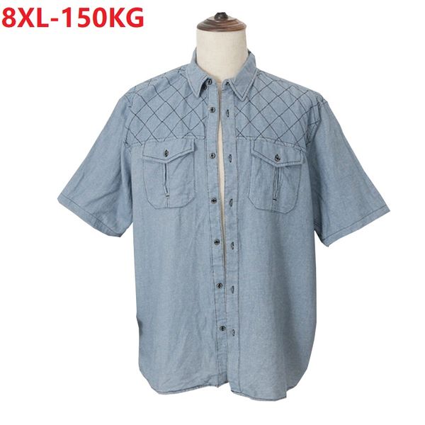 summer plaid short sleeve shirts men plus size 6xl 8xl pockets casual out door shirt male oversize blue gray 100%cotton shirt 60, White;black
summer plaid short sleeve shirts men plus size 6xl 8xl pockets casual out door shirt male oversize blue gray 100%cotton shirt 60, White;black