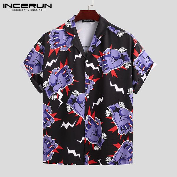 men's casual shirts summer men printed shirt short sleeve 2021 fashion lapel camisas streetwear vacation chic mens hawaiian incerun, White;black
men's casual shirts summer men printed shirt short sleeve 2021 fashion lapel camisas streetwear vacation chic mens hawaiian incerun, White;black