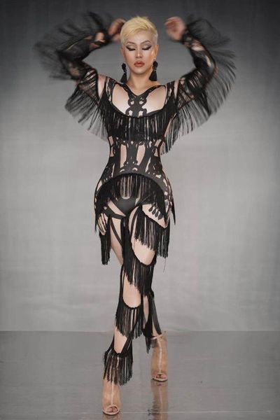 black tassels jumpsuit female singer dancer leggings costume big stretch bodysuit nightclub oufit party wear outfit, Black;red
black tassels jumpsuit female singer dancer leggings costume big stretch bodysuit nightclub oufit party wear outfit, Black;red