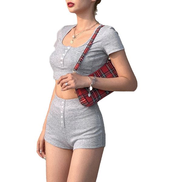 women casual 2-piece outfits set short sleeve solid color crop and shorts sports set casual yoga gym wear, White;red
women casual 2-piece outfits set short sleeve solid color crop and shorts sports set casual yoga gym wear, White;red