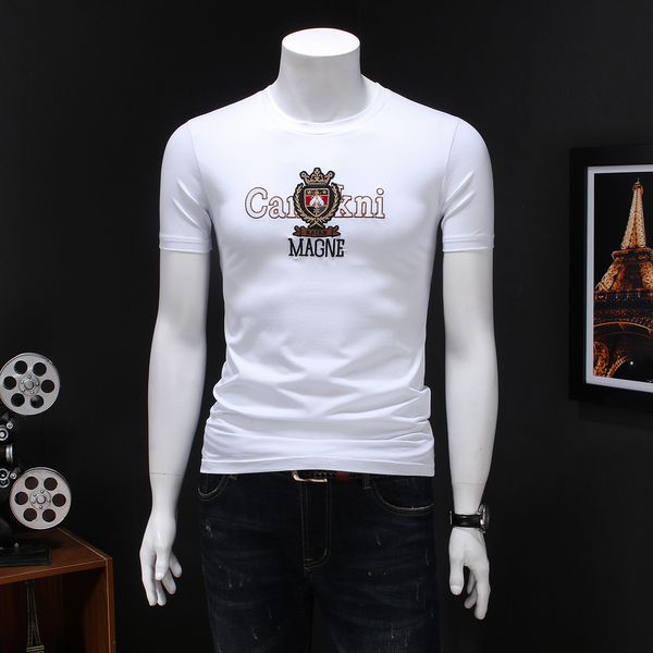 men's short-sleeved t-shirt 2020 summer new trend slim korean half-sleeved fashion embroidered t-shirt top, White;black
men's short-sleeved t-shirt 2020 summer new trend slim korean half-sleeved fashion embroidered t-shirt top, White;black