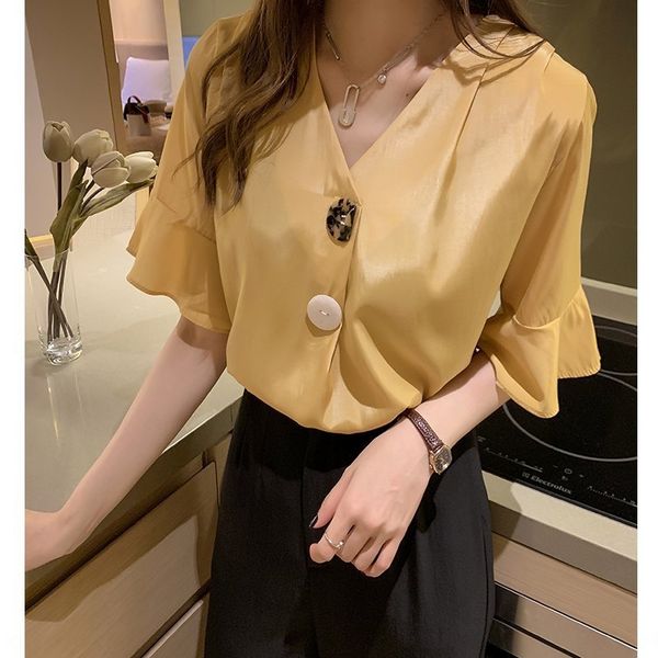 c summer 2020 new fashion shirt korean style v-neck women's loose and fairy western style short-sleeved shirt fashion, White
c summer 2020 new fashion shirt korean style v-neck women's loose and fairy western style short-sleeved shirt fashion, White