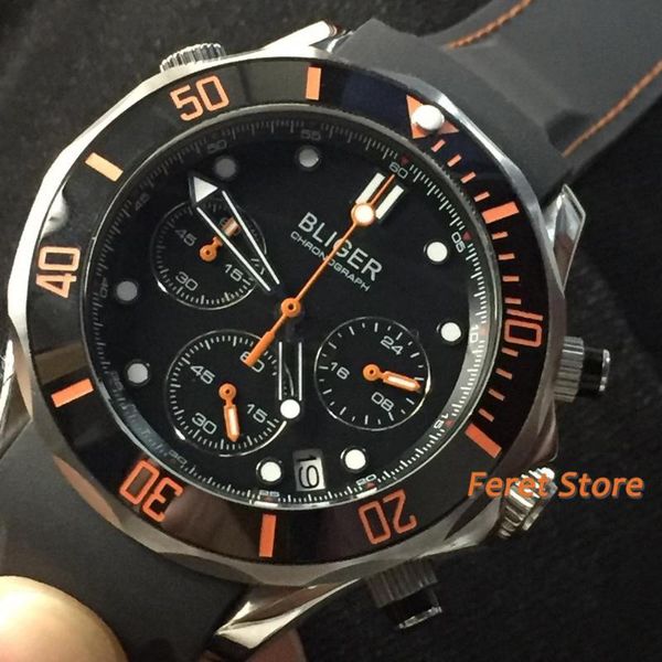 bliger new 41mm black dial ceramic bezel silver case rubber strap sapphire glass chronograph quartz movement men's watch, Slivery;brown
bliger new 41mm black dial ceramic bezel silver case rubber strap sapphire glass chronograph quartz movement men's watch, Slivery;brown
