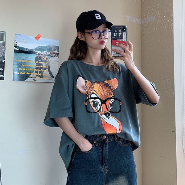 fawn with glasses 2020 summer women's short sleeve vintage t shirt harajuku loose casual o-neck t shirt women ropa mujer, White
fawn with glasses 2020 summer women's short sleeve vintage t shirt harajuku loose casual o-neck t shirt women ropa mujer, White