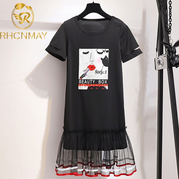 casual dresses summer mesh stitching dress 2021 print short sleeve cotton t shirt patchwork ladies party women's unique xl-5xl, Black;gray
casual dresses summer mesh stitching dress 2021 print short sleeve cotton t shirt patchwork ladies party women's unique xl-5xl, Black;gray