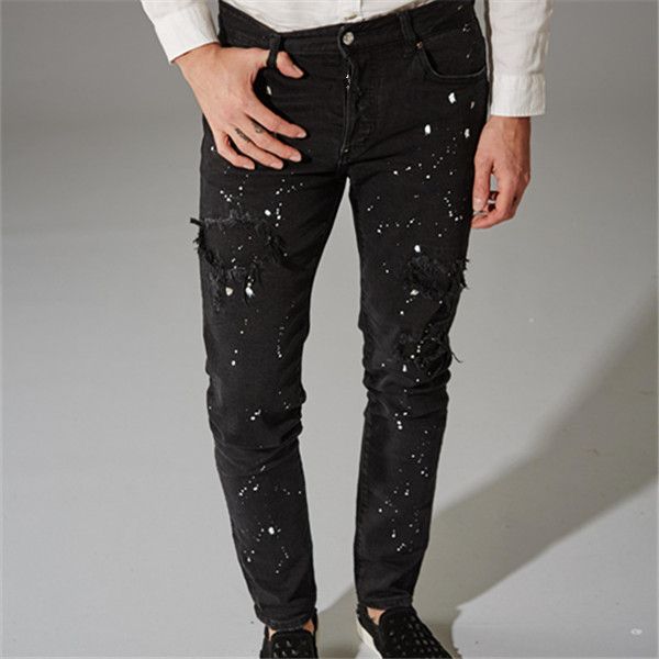 2019 men's designer black jeans white dot fashion designer skinny straight straight washed motorcycle denim pants, Blue
2019 men's designer black jeans white dot fashion designer skinny straight straight washed motorcycle denim pants, Blue