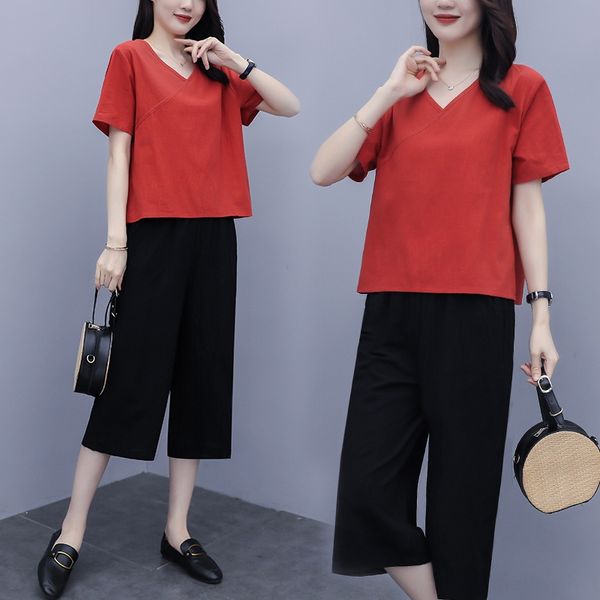 jutjg solid color cotton and linen two-piece suit suitwide leg pants suitwomen's 2020 summer new large size short sleeve cropped wide l, Gray
jutjg solid color cotton and linen two-piece suit suitwide leg pants suitwomen's 2020 summer new large size short sleeve cropped wide l, Gray