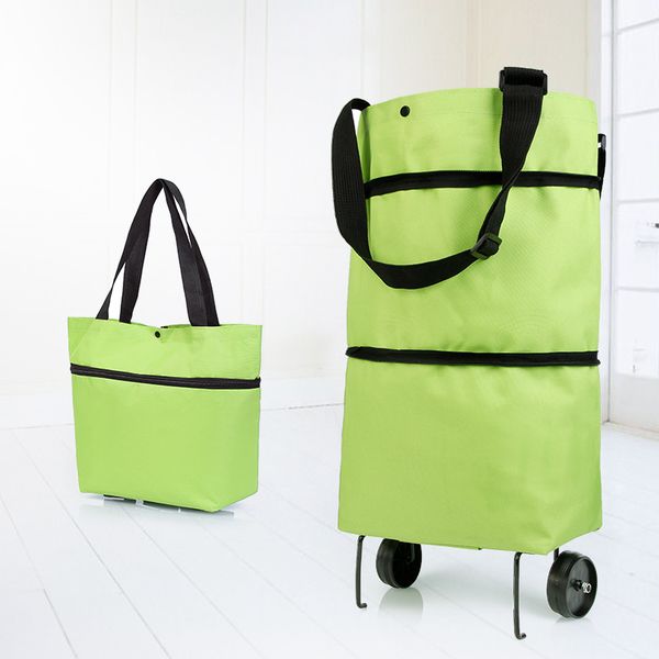 folding shopping pull cart trolley bag with wheels foldable shopping bags reusable grocery bags organizer vegetables bag