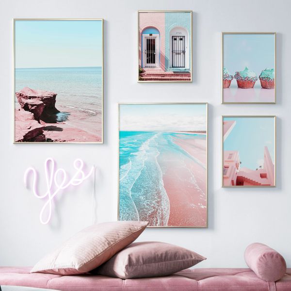 pink beach sea house door cake landscape wall art canvas painting nordic posters and prints wall pictures for living room decor
pink beach sea house door cake landscape wall art canvas painting nordic posters and prints wall pictures for living room decor