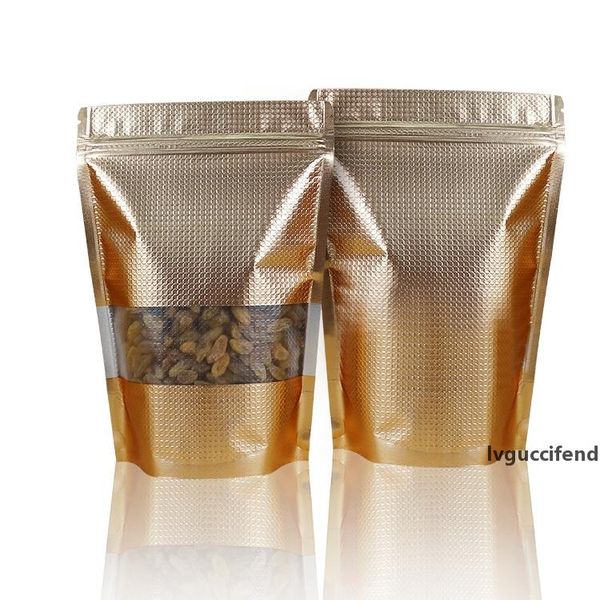 100pcs/lot 14*20cm golden stand up aluminum foil lines with clear window zipper pack bag coffee storage valve package bag 
100pcs/lot 14*20cm golden stand up aluminum foil lines with clear window zipper pack bag coffee storage valve package bag