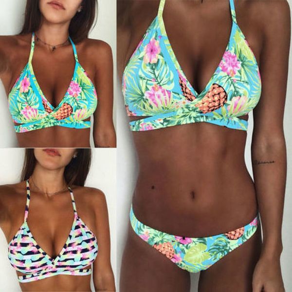 women bandage bikini set push up padded bra floral swimwear swimsuit bathing 2pcs set, White;black
women bandage bikini set push up padded bra floral swimwear swimsuit bathing 2pcs set, White;black