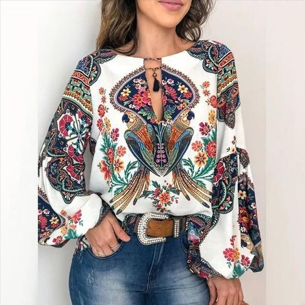 bohemian shirts women blouse pattern floral print tunic ladies coat casual v neck long sleeve loose hollow out females g7, White
bohemian shirts women blouse pattern floral print tunic ladies coat casual v neck long sleeve loose hollow out females g7, White