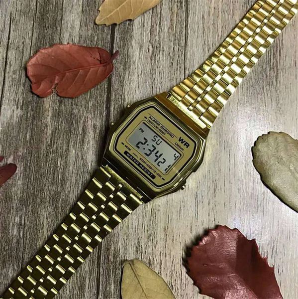 square dial gold stainless steel watches for men women's g style led digital shock back light chronograph students gift clock watches s, Slivery;brown 
square dial gold stainless steel watches for men women's g style led digital shock back light chronograph students gift clock watches s, Slivery;brown