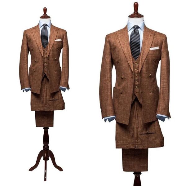 british gentlemen brown 3-piece wedding suits custom made tuxedos party formal peaked lapel blazer business for man suits, White;black
british gentlemen brown 3-piece wedding suits custom made tuxedos party formal peaked lapel blazer business for man suits, White;black