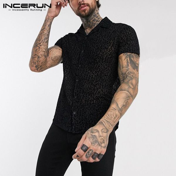men's casual shirts incerun fashion mesh short sleeve lapel camisa men leisure leopard printed blusas punk see through blouse streetwea, White;black
men's casual shirts incerun fashion mesh short sleeve lapel camisa men leisure leopard printed blusas punk see through blouse streetwea, White;black