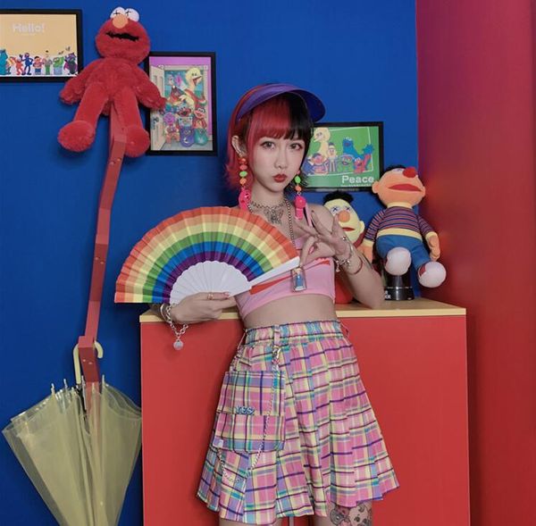 summer harajuku plaid high waist a-line skirt women, Black
summer harajuku plaid high waist a-line skirt women, Black