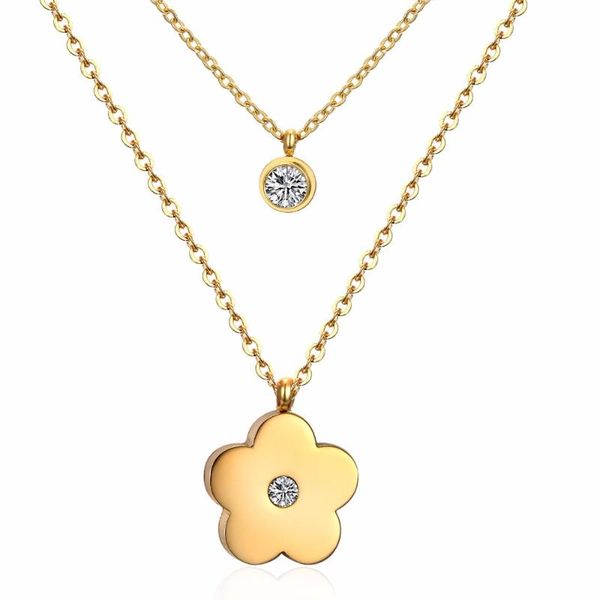 luxusteel trendy style flower pendant necklace stainless steel double chain necklaces for women/bijoux gift, Silver
luxusteel trendy style flower pendant necklace stainless steel double chain necklaces for women/bijoux gift, Silver