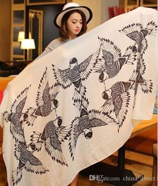 cotton bird print shawl scarf shawl hijabs scarves sarongs wraps neckerchief headband 170*100cm #3267