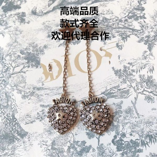 d home star tassel love full diamond earring 925 silver needle female accessories high quality, White