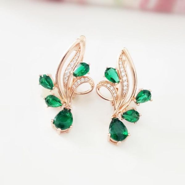 luxury women earring rose 585 gold earring trendy green stone cubic zircon drop korean earrings, Silver
luxury women earring rose 585 gold earring trendy green stone cubic zircon drop korean earrings, Silver
