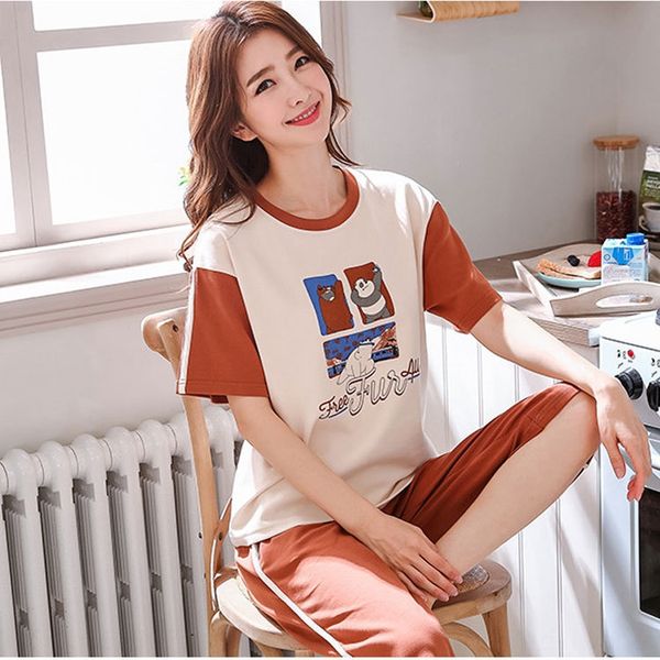 bcwlf pajamas women's short-sleeved cotton two-piece clothes clotheshome furnishing clothingsuit korean style fresh women's daily, Blue;red
bcwlf pajamas women's short-sleeved cotton two-piece clothes clotheshome furnishing clothingsuit korean style fresh women's daily, Blue;red