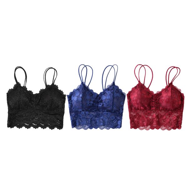 lace bralette padded lace bandeau bra with straps for women red+blue+black, Red;black
lace bralette padded lace bandeau bra with straps for women red+blue+black, Red;black