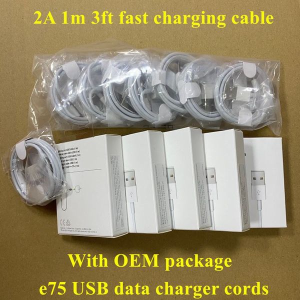2a 1m 3ft fast charging cable with oem packaging e75 usb data charger cords for 6s 7 8 x 11
2a 1m 3ft fast charging cable with oem packaging e75 usb data charger cords for 6s 7 8 x 11