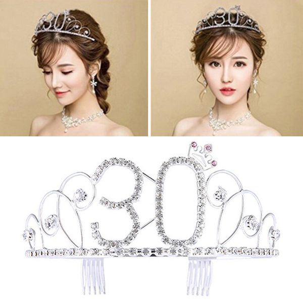 digital birthday crown crystal anniversary digital headband number rhinestone crown party banquet gift happy birthday hat, Slivery;white
digital birthday crown crystal anniversary digital headband number rhinestone crown party banquet gift happy birthday hat, Slivery;white
