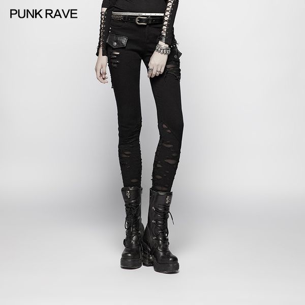 punk rave women's punk stitching personality broken hole jeans black trousers distressed slashed gothic women pants streetwear, Black;white
punk rave women's punk stitching personality broken hole jeans black trousers distressed slashed gothic women pants streetwear, Black;white