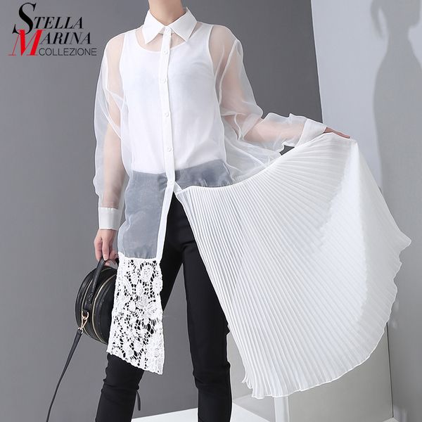new 2020 korean style women solid white shirt dress see-through lace pleated part joined ladies stylish straight dress robe 5912, Black;gray
new 2020 korean style women solid white shirt dress see-through lace pleated part joined ladies stylish straight dress robe 5912, Black;gray