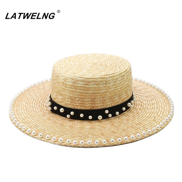 fashion women pearl straw hats handmade summer visor beach hat 7.5cm,10cm brim y200619, Blue;gray
fashion women pearl straw hats handmade summer visor beach hat 7.5cm,10cm brim y200619, Blue;gray