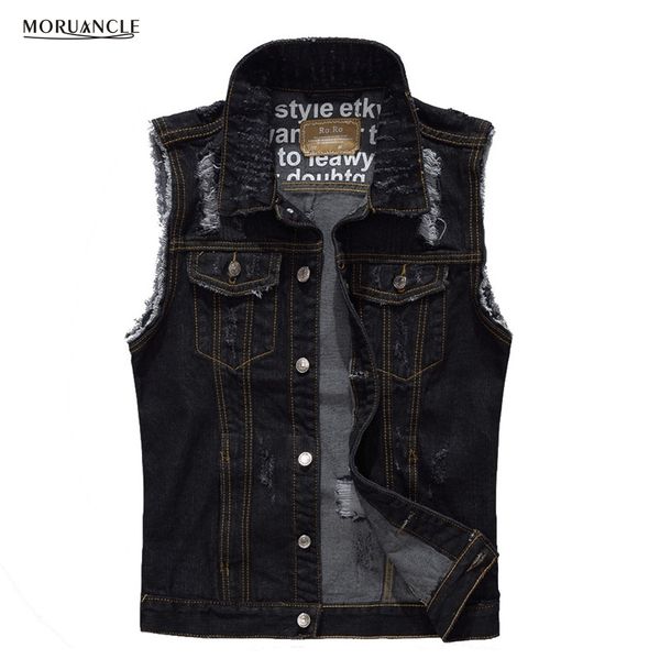 moruancle fashion men's ripped denim vest slim fit distressed sleeveless jeans jacket for man black waistcoat size m-xxxl, Black;white
moruancle fashion men's ripped denim vest slim fit distressed sleeveless jeans jacket for man black waistcoat size m-xxxl, Black;white