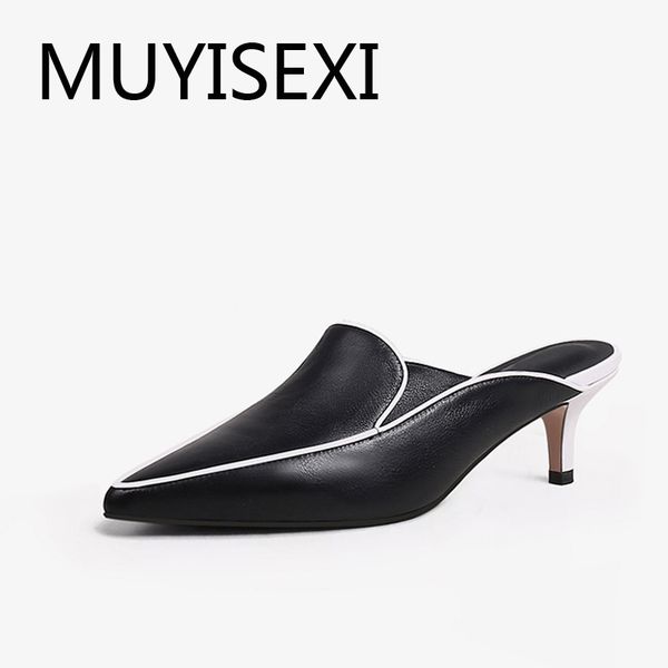 mules women natural leather 5.5cm high heels pointed toe lady convenient cozy fashion leisure slip on shoes women hl217 muyisexi, Black
mules women natural leather 5.5cm high heels pointed toe lady convenient cozy fashion leisure slip on shoes women hl217 muyisexi, Black