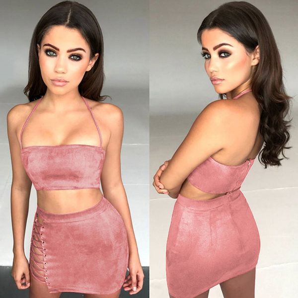 women's tracksuits suede fashion halter zipper placket two piece set off shoulder sleeveless backless short and hollow out bandage mini, Gray
women's tracksuits suede fashion halter zipper placket two piece set off shoulder sleeveless backless short and hollow out bandage mini, Gray